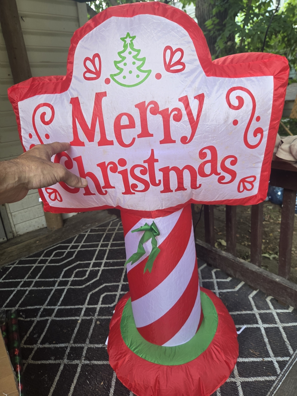 Merry Christmas Inflatable Holiday Sign - Red & White